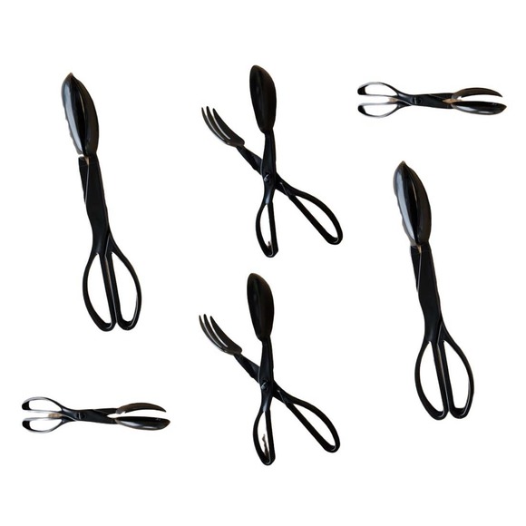 6-pack Black 11-1/2 in. Salad Scissor Tongs, CT3304 Partipak- Free Shipping - Picture 1 of 4